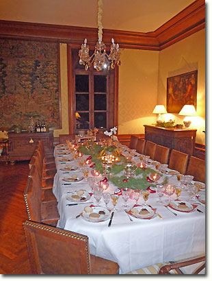Dinner served in formal dining room